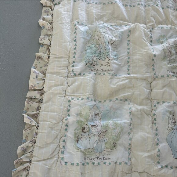 Quiltex Vintage Peter Rabbit Beatrix Potter Baby Pastel Quilt Blanket USA 1994 - Picture 4 of 8